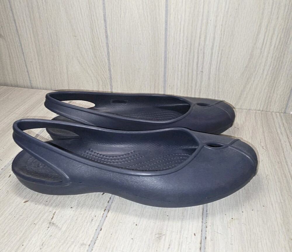 Crocs Women's Navy Blue Kaddie Ballet Flats Slip-on Shoes Size 10 Laser Cut